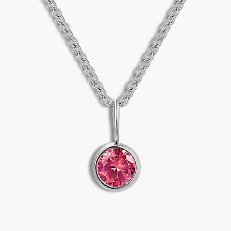 Silver Birthstone Pendant Necklace