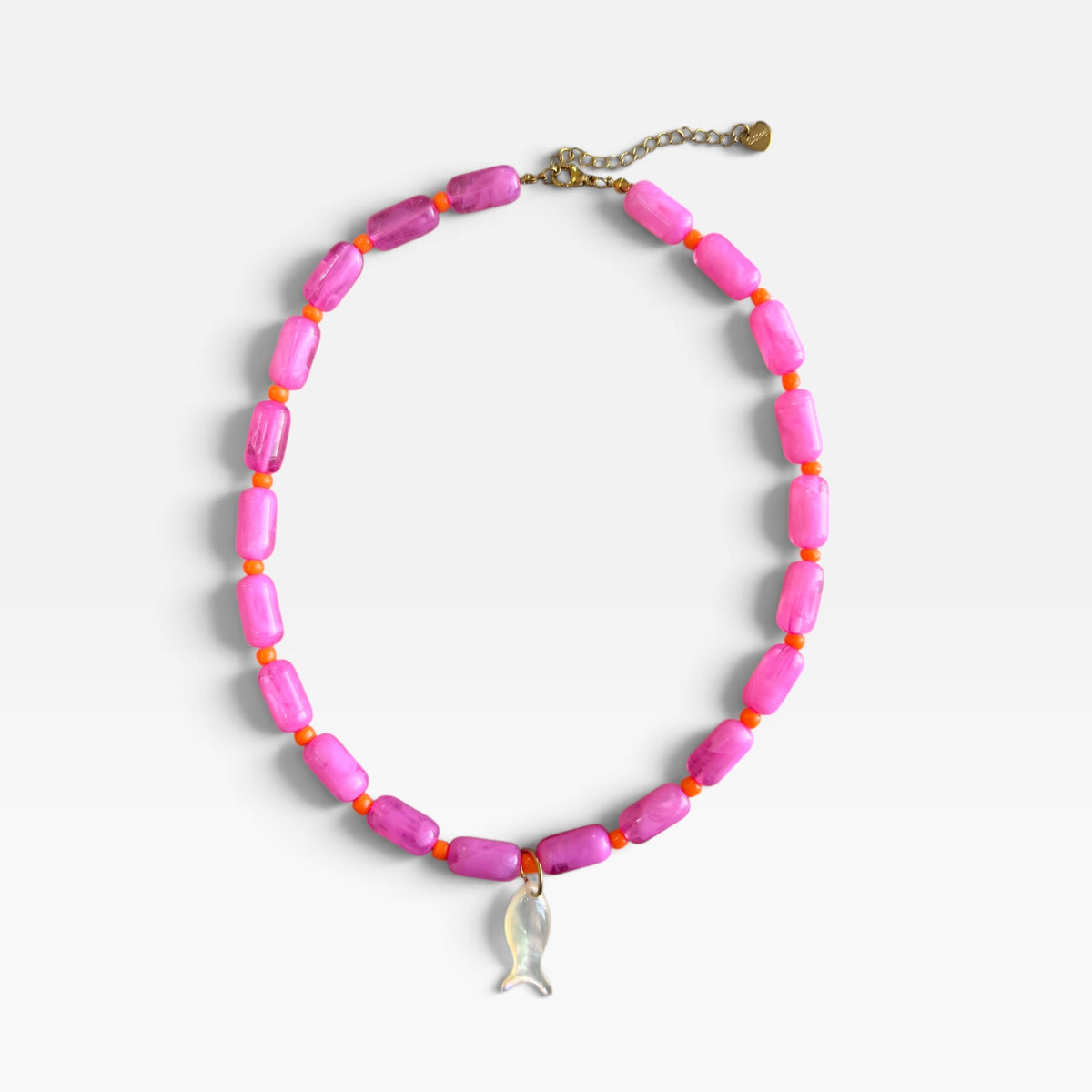 Pink Spritz Beaded Fish Necklace