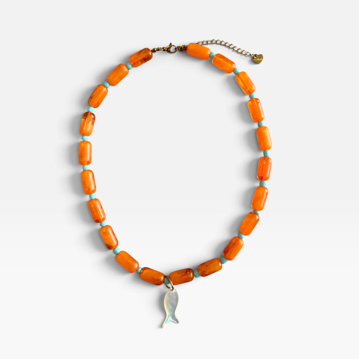 Aperol Sky Beaded Fish Necklace
