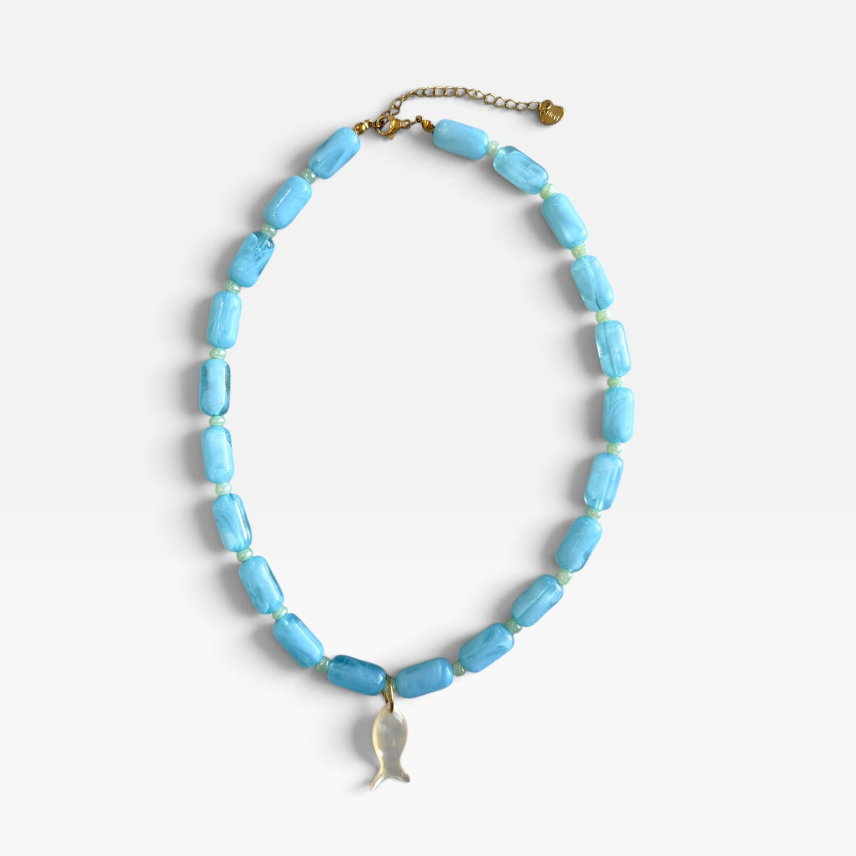 Blue Lagoon Beaded Fish Necklace