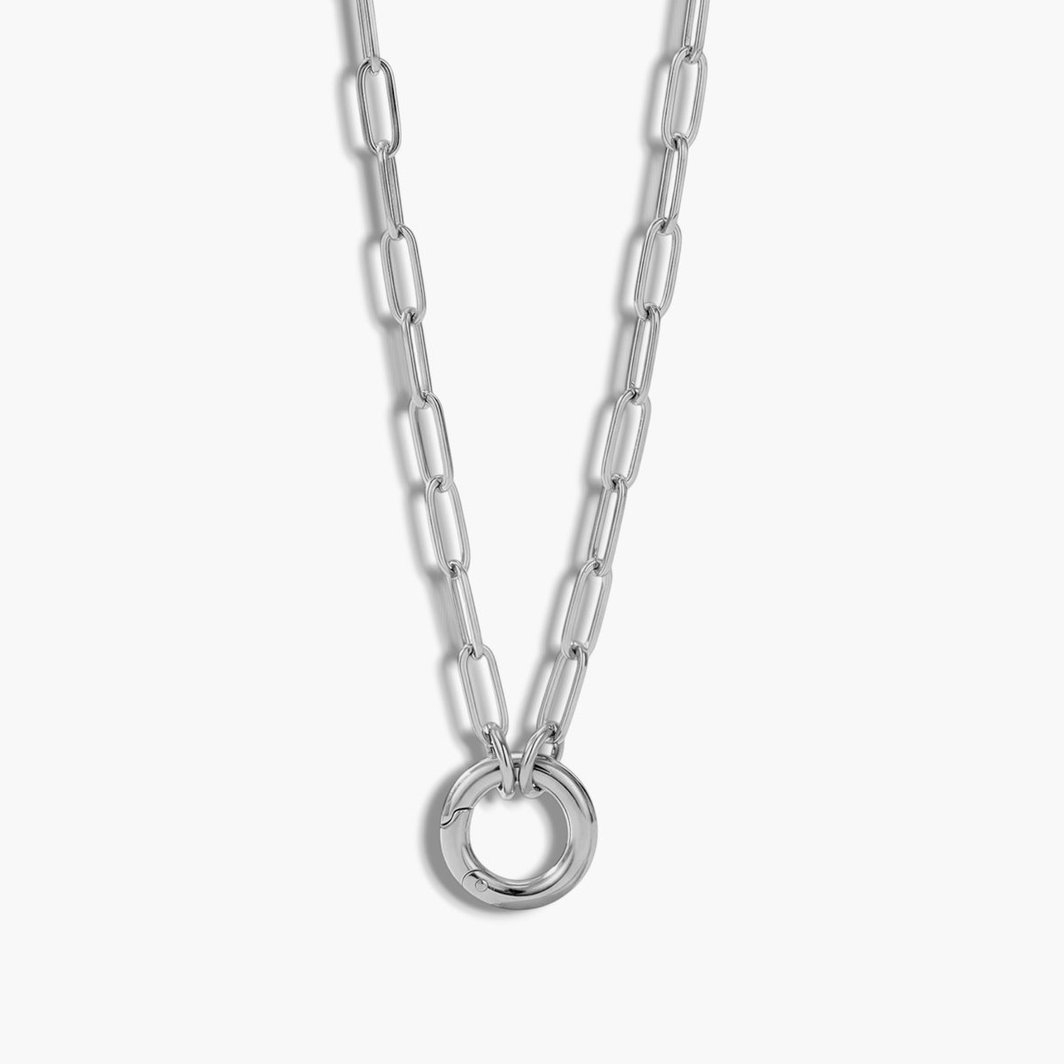 Silver Paperclip Charm Base Necklace