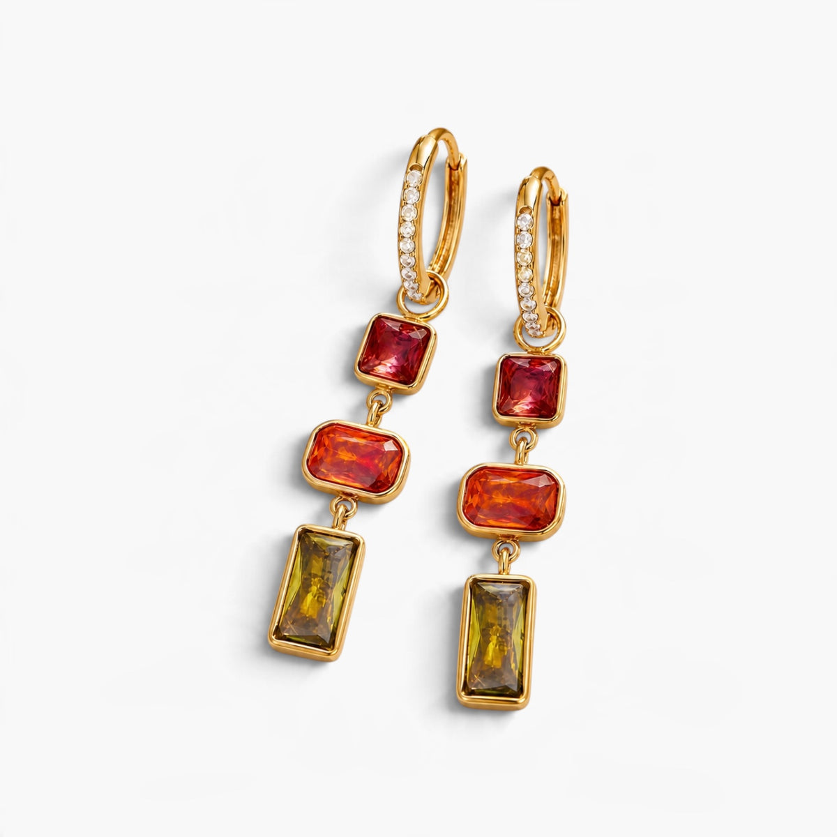 Gold Gem Tassel Hoops