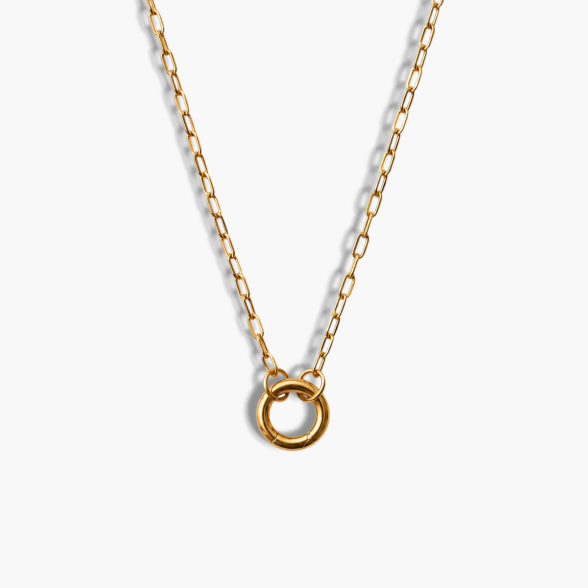 Gold Petite Paperclip Charm Base Necklace