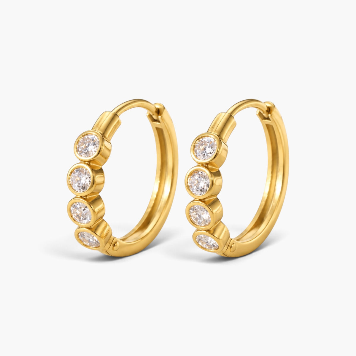 Gold Bezel Hoops