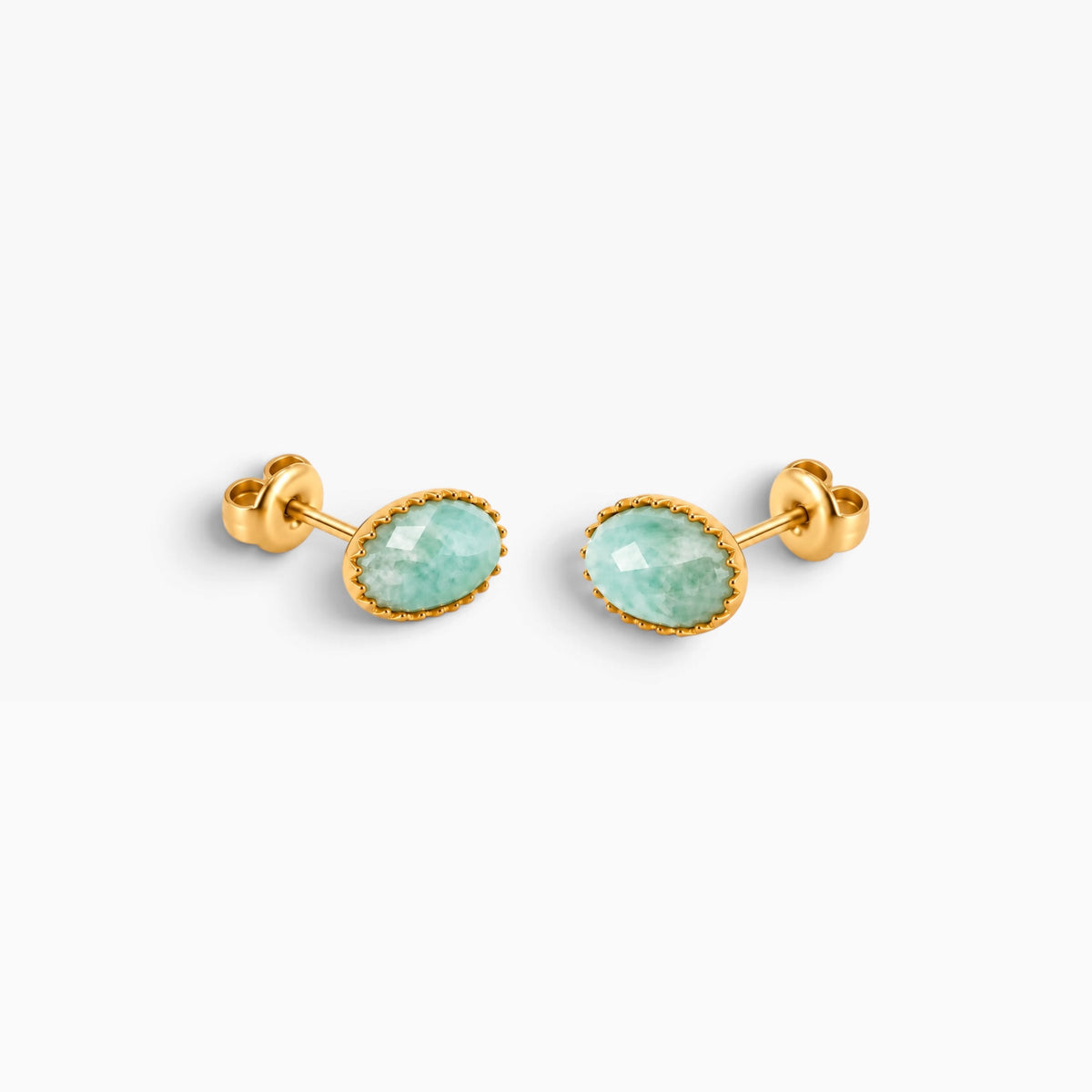 Amazonite Oval Stone Studs