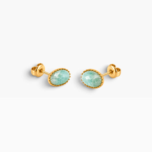 Amazonite Oval Stone Studs