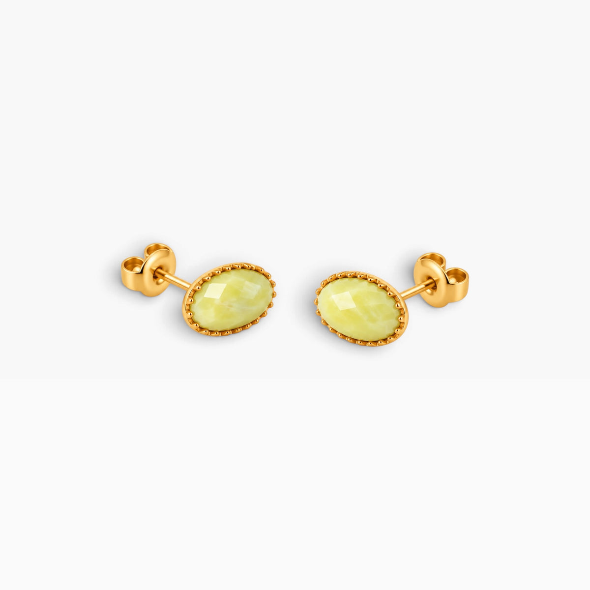 Lemon Jade Oval Stone Studs