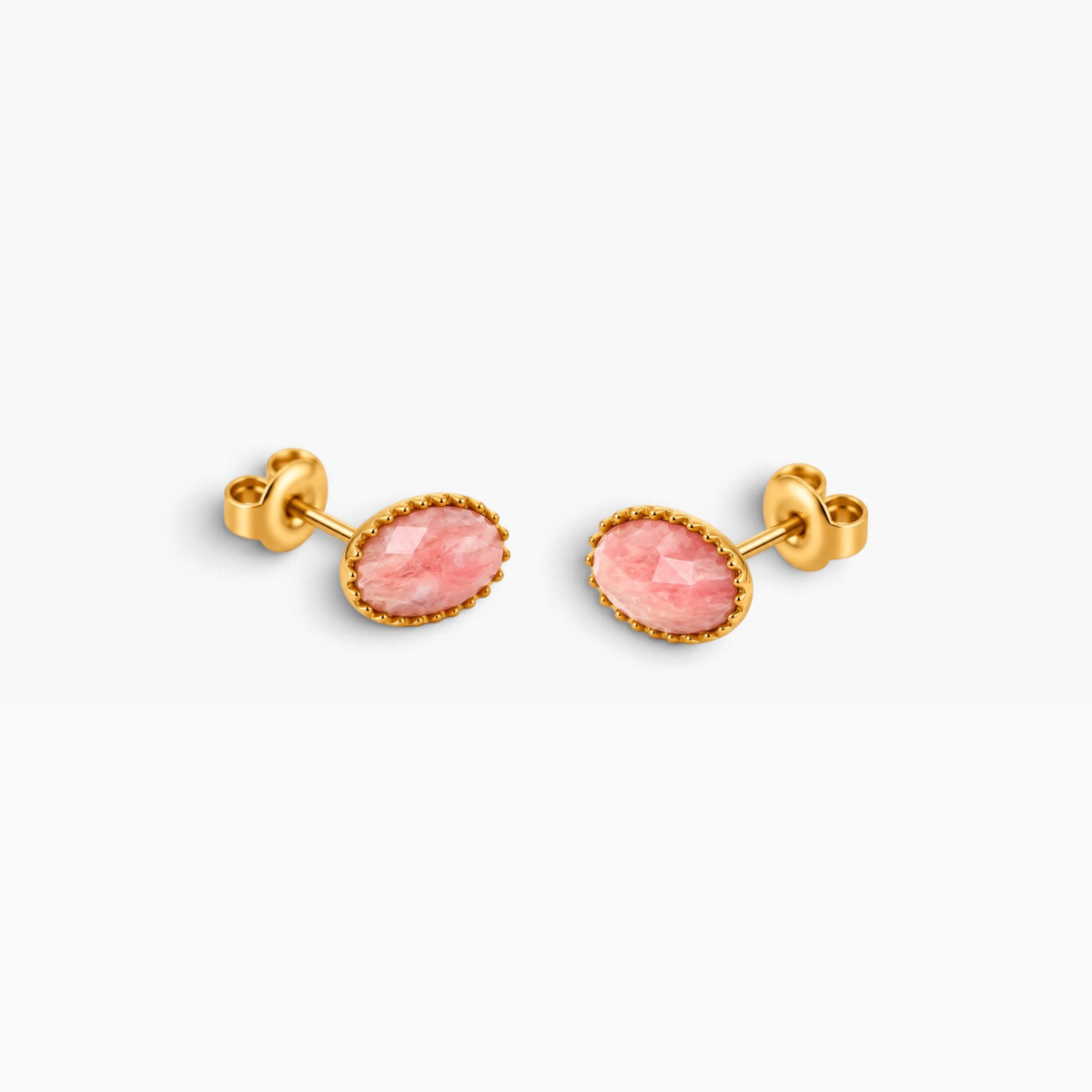 Rhodonite Oval Stone Studs