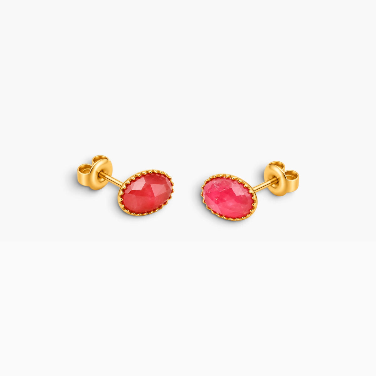 Pink Agate Oval Stone Studs