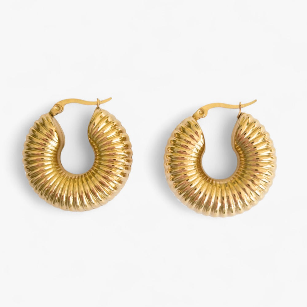 Gold Chunky Textured Hoops